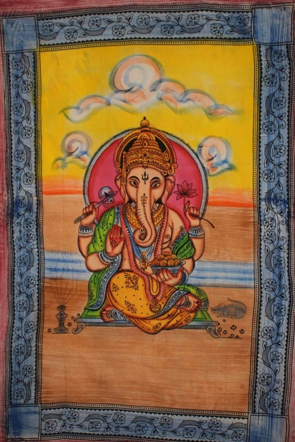 Ganesha Holding Lotus Flower In Pastels Tapestry