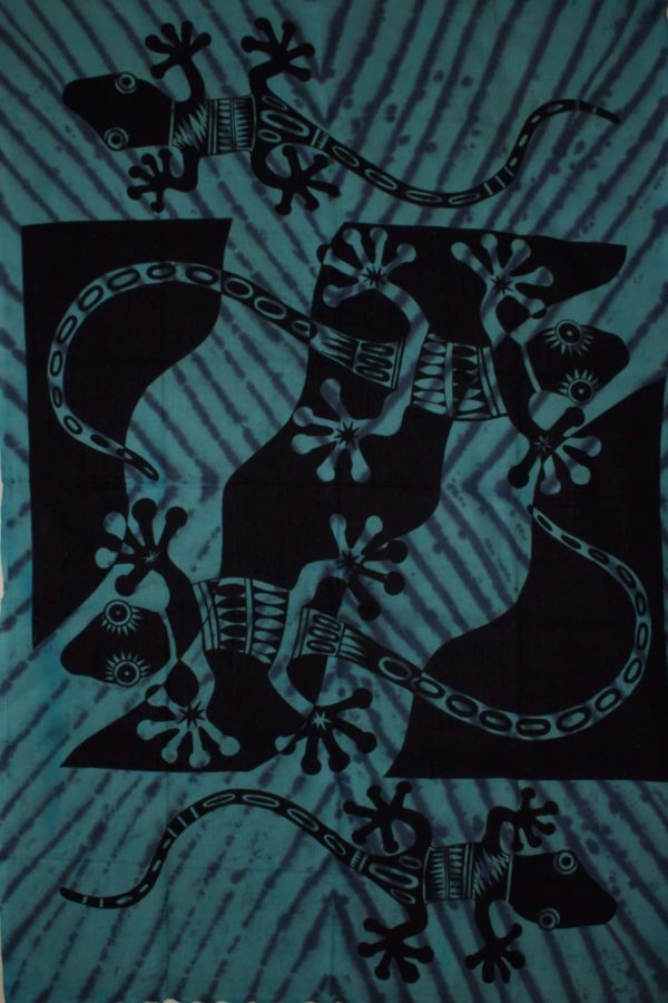 Teal Tribal Salamander Tapestry