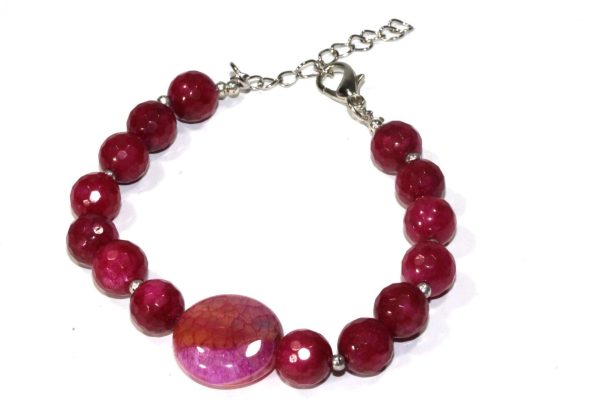 Pink Agate Beads Yoga Bracelet