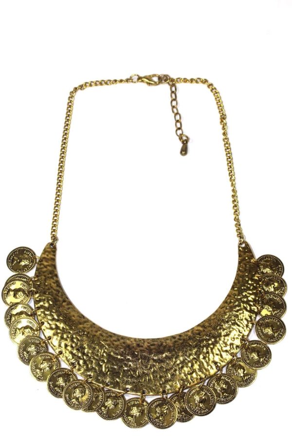 Coin & Hammered Pendant Statement Necklace