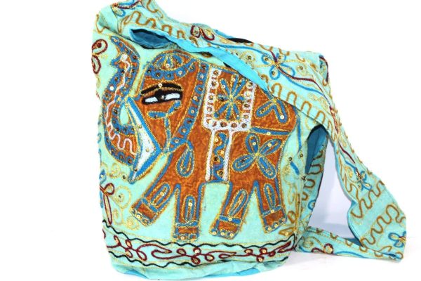 Blue Colorful Elephant Sling Jhola Bag