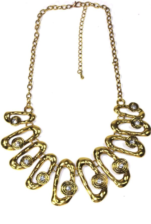 Antique Gold Hammered Ovals Necklace