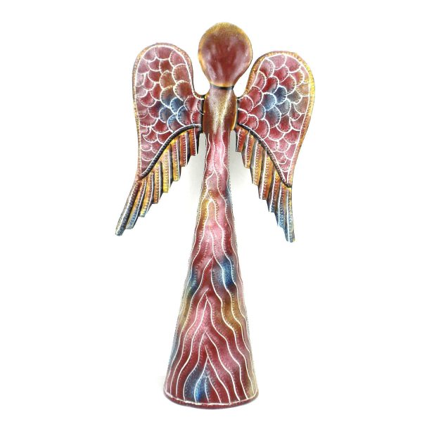 12-inch Hand Painted Metalwork Angel - Pink Handmade and Fair Trade