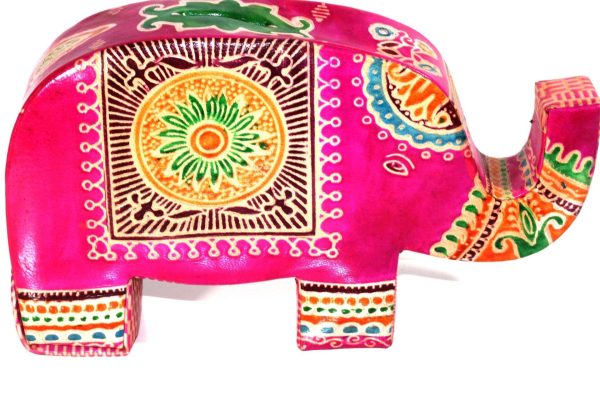 Pink Festival Elephant Leather Piggy Bank