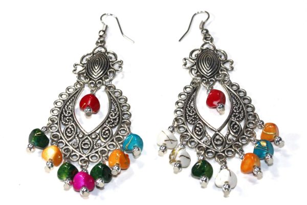 Multi Color Tropical Shades Scroll Work Earrings