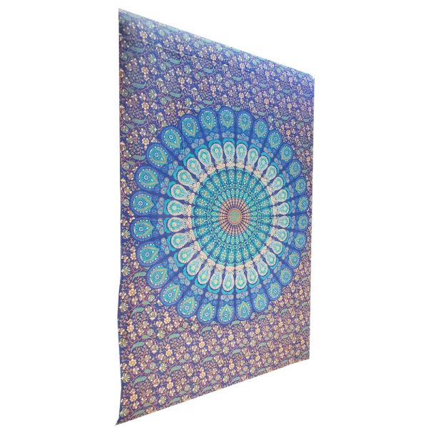 Blue Henna Art Peacock Mandala Tapestry | Wild Lotus® | @wildlotusbrand