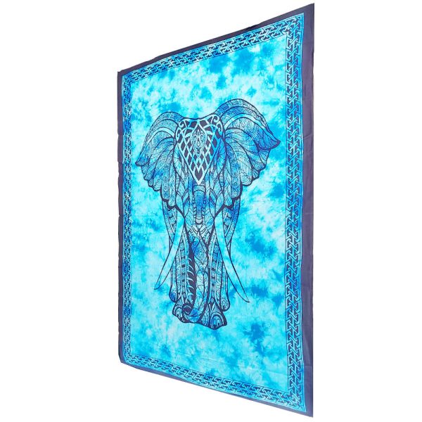 Blue Indian Bohemian Elephant Tapestry Psychedelic Wall Hanging Decoration