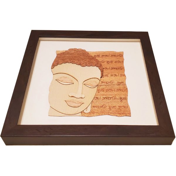 Buddha Face Frame Wood Carving Artwork