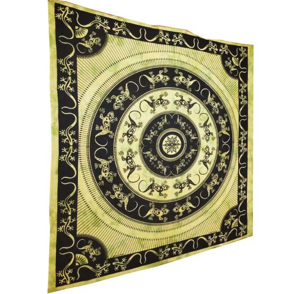 Green Lizard Mandala Bohemian Tapestry Bedsheet | Wild Lotus®