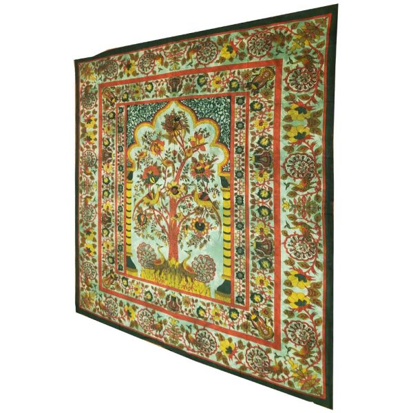 Green Tree of Life Peacock Tapestry Colorful Indian Wall Decor | Wild Lotus® | @wildlotusbrand