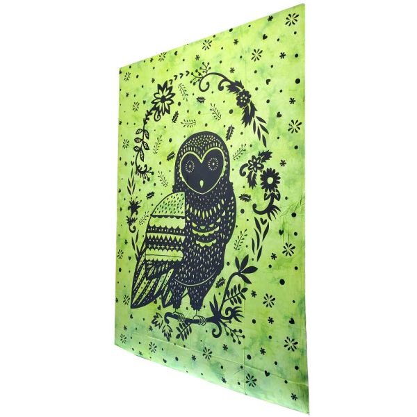 Green Trippy Owl Tapestry Wall Hanging | Wild Lotus® | @wildlotusbrand