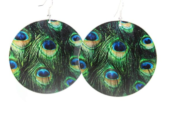Traditional Peacock Feather Mother of Pearl Earrings