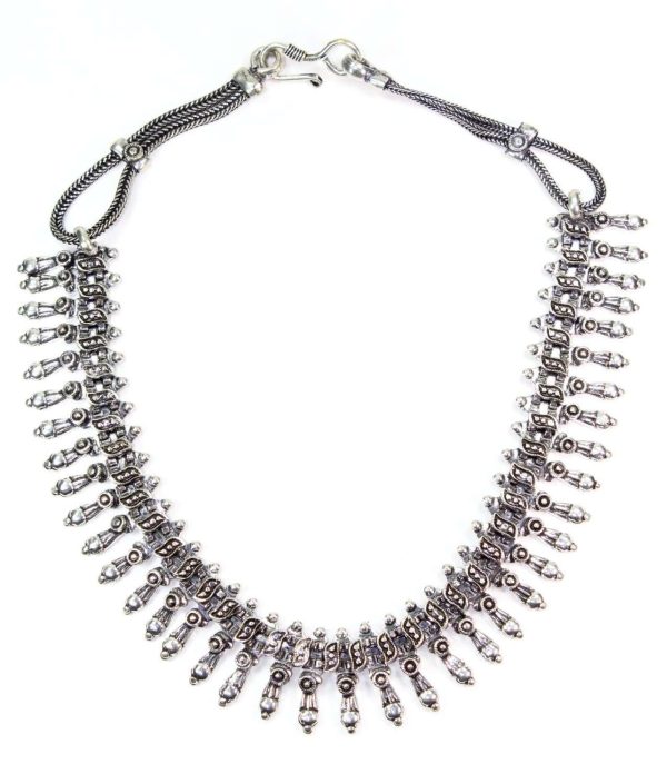 Silver Tone Tribal Design Choker Necklace