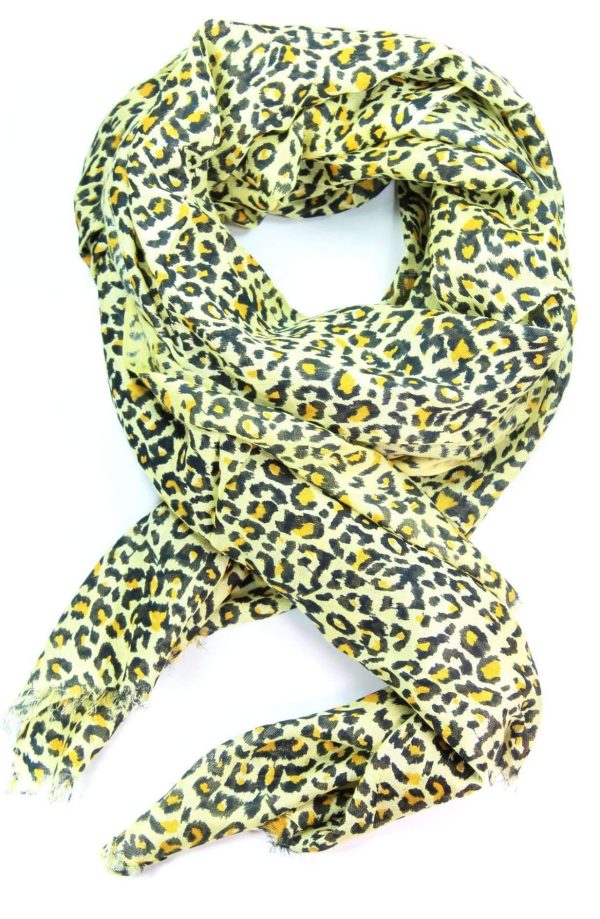 Leopard Print Yellow Scarf