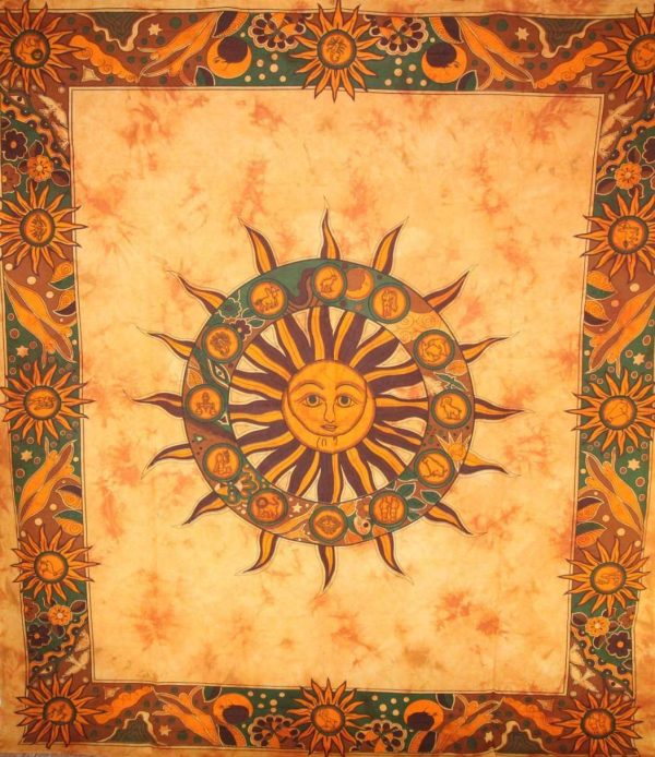 Saffron Sun Chakra & Sun Signs Tapestry