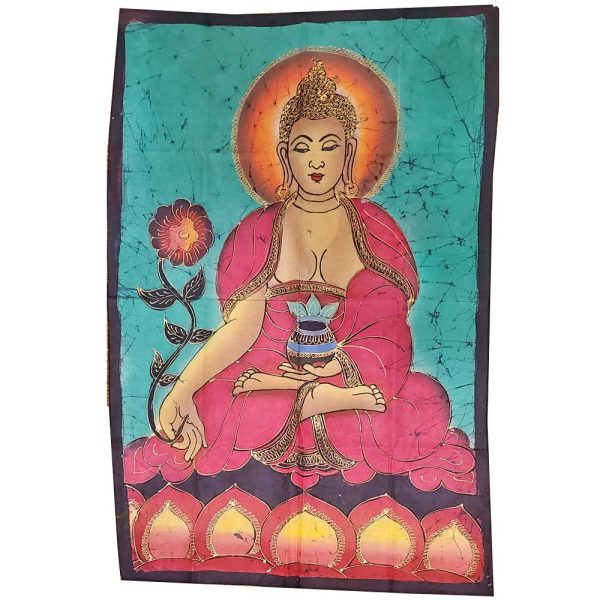 Green Buddha Calling the Earth to Witness Mudra Enlightenment Double Sided Banner