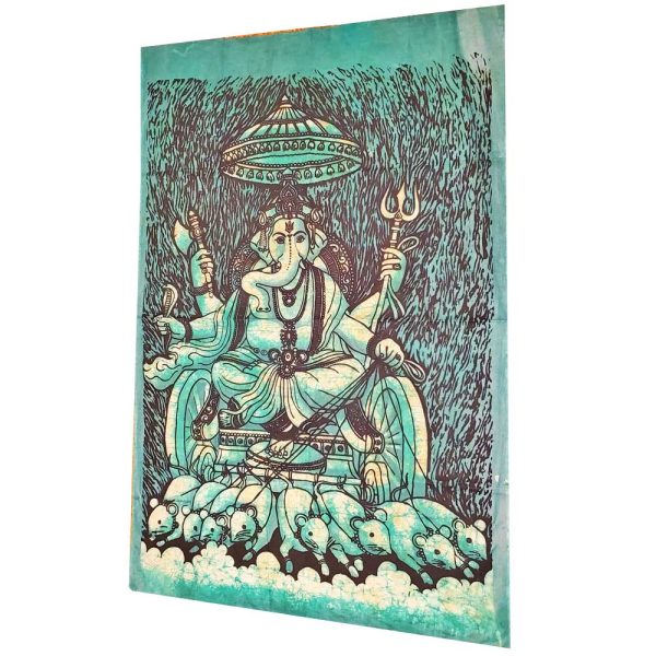 Green Batik Cotton Fabric Krauncha Ganesha Wall Decor Banner Tapestry | Wild Lotus® | @wildlotusbrand